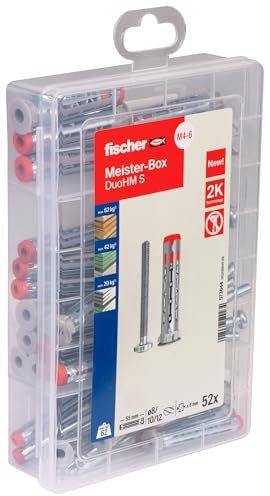 fischer - Valisette Profi-Box Chevilles Bi-Matières DuoHM pour Corps Creux, avec Vis à Tête Cylindrique, Empreinte TX, 52 Pièces