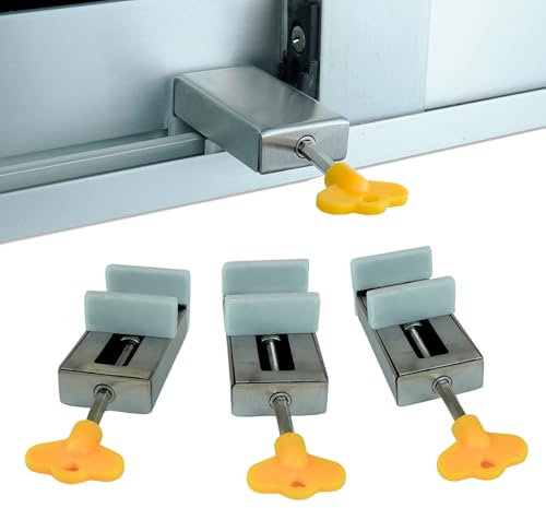 RG-M1® Lot de 3 Verrou Baie Coulissante | Fermeture Baie Coulissante Fiable & Serrure Baie Vitrée Coulissante – Sécurité Fenêtre Enfant et Protection Anti-Intrusion