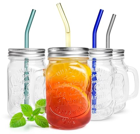 Sendez 4 dricksglas med lock och glassugrör kaffeglas cocktailglas