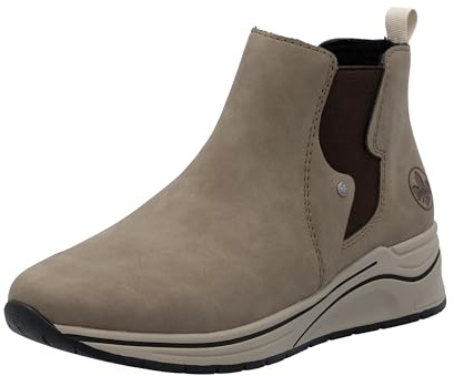 Rieker N9561-14 Bottes à enfiler en synthétique pour femme Bleu, beige, 38 EU