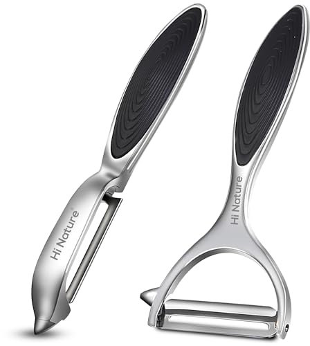 HI NATURE™ Pelapatate in Acciaio Inox Professionale | Pela Verdure Manuale per Patate, Carote, Frutta | Sbucciatore Manuale Multiuso per Mele e Mango