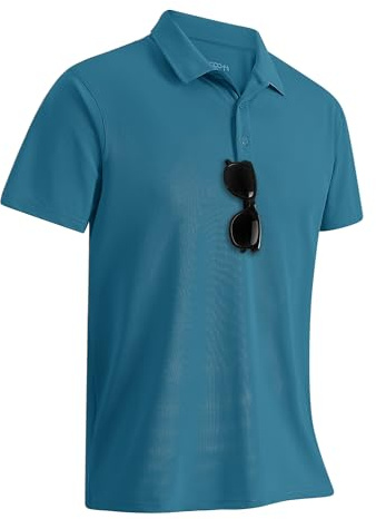33,000ft Men's UPF50+ Quick-Dry Breathable Golf Polo Shirt | 4-Way Stretch, Lightweight, Cooling, Moisture-Wicking, Sunglasses Loop, for Golf Tennis Hiking Work Casual