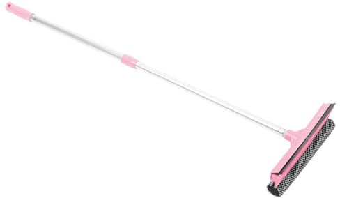 CONGARTENO Limpiador de Cristales con Mango Extensible y Doble Cara Escobilla de Ventana y Ducha para Espejos y Puertas de Ducha Color Rosa