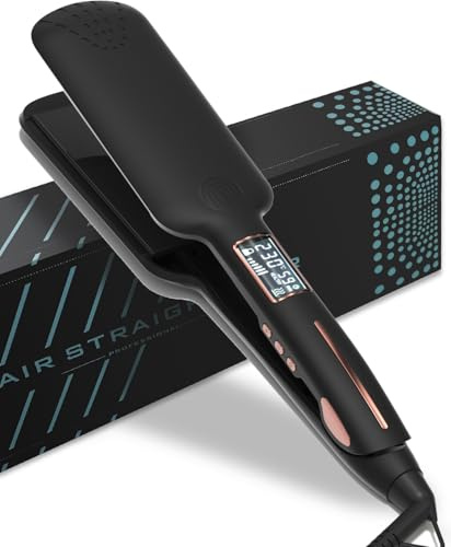 Onalix Piastra per Capelli Larga con Display LCD, Temperatura Regolabile 80-230°C, Riscaldamento Rapido PTC, Piastre in Ceramica, Cavo Rotante 360°, Spegnimento Automatico