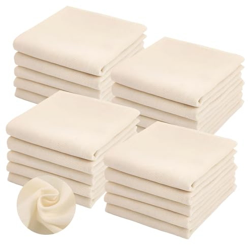 Lot de 20 torchons à fromage, 50 x 50 cm, 100 % coton non blanchi, réutilisables et lavables, étamine, pour lait de noix, jus, fromage, yaourt, étamine Alimentaire.