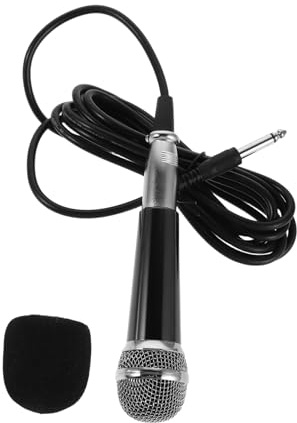 Healifty Micrófono Dinámico con Cable para Cantar Mano Metálico Resistente y Portátil para Karaoke Transmisión y Uso Infantil Exteriores Color Negro y Plata
