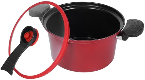 jojofuny Multi-Function 23cm Red Micro Pressure Cooker Nonstick Soup and Stew Pot Household Kitchen Cookware Suitable for Induction and Electric Hobs