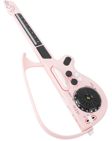 Cryfokt Chitarra Giocattolo per Bambini Pieghevole Senza Corde Strumento Musicale Bluetooth per Gioco Creativo Chitarra Giocattolo per Bambini Plastica 27,6 X 9,8 Pollici (PINK)
