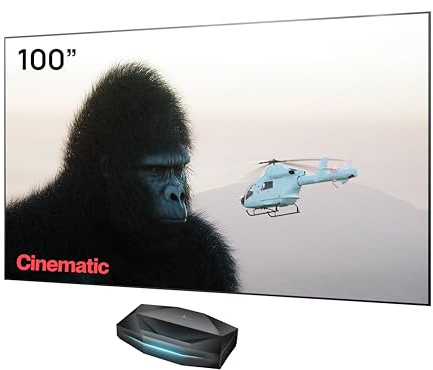AWOL VISION Aetherion Pro + Pantalla ALR 100 Pulgadas. Proyector láser RGB Triple de Ultra Corto Alcance 4K UHD, HDR10+, Dolby Vision y Atmos, para Cine en casa y Gaming.