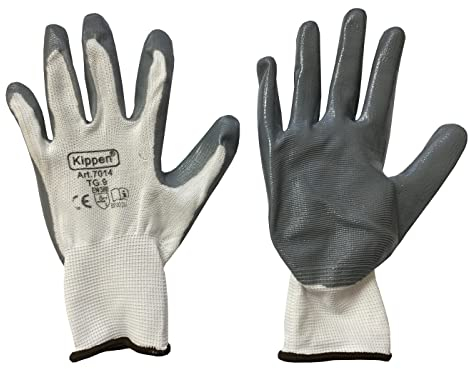 kippen 7014K2 - Confezione da 12 Paia di Guanti da Lavoro in Nitrile, Taglia 9
