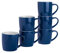 Rink Drink Argon Tableware Lot de 6 Tasses à café colorées - Bleu Marine - 350 ML - Lot de 6 - Tasses à thé en grès cérame Brillant, Tasses à Latte, Cappuccino, Ensemble de Tasses colorées
