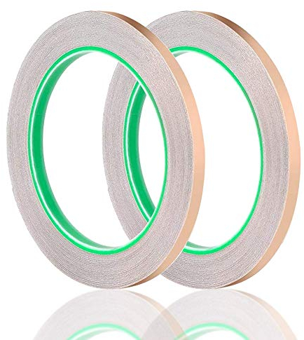 2 Rollen Kupferband Selbstklebend, 20m x 6mm Kupferfolie Klebeband Leitfähig Copper Foil Tape, Kupferfolienband Gegen Schnecken für Emi Abschirmung, Schneckenschutz, Elektro Reparatur, Löten, Basteln