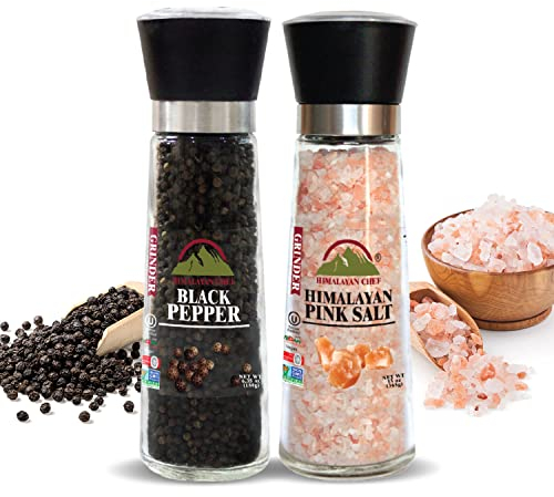 Himalayan Chef 5351AX2 Moulin à poivre et sel réglable en céramique de l'Himalaya Rose