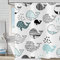 Hnmdmyi Duschvorhang Lustig 180x200, Cartoon Wal Duschvorhänge Niedlich Ozean Tier Abstrakt Schwarz Blau Fisch Kinder Badewanne Vorhang Wasserdicht Polyester Stoff Waschbar Badevorhang mit Haken