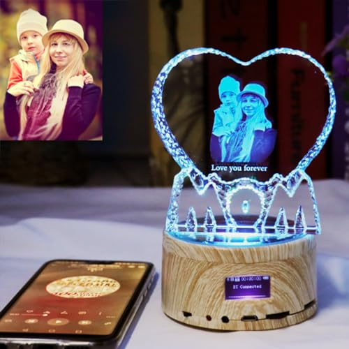 OYouni Boîte à musique personnalisée avec photo en cristal imprimé au laser – Cadeau intemporel pour anniversaires, anniversaires et chérir l'amour des parents