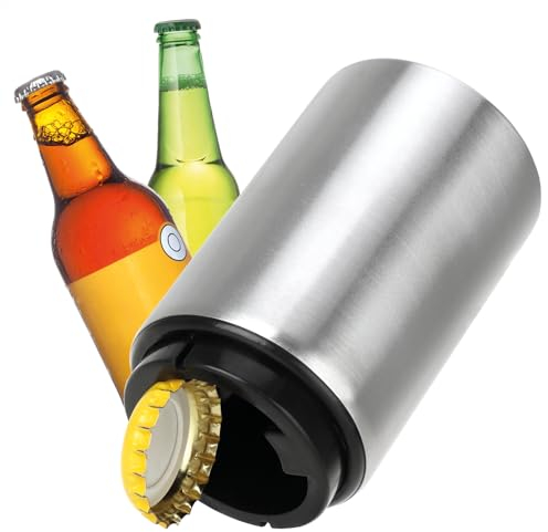 com-four® Automatischer Flaschenöffner aus Edelstahl - Push-&-Pull-Funktion für Getränkeflaschen mit Magnet - Kronkorken Flaschen-Öffner für Bier, Cola, Soda, Limonade - Bieröffner mit Presspassung