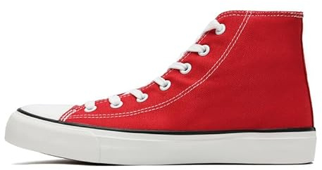 Zapatillas de Moda para Mujer Botines Altos de Lona para Mujeres Hombres Clásicas con Cordones Plimsolls Pumps Zapatillas Deportivas Casuales de Tenis para Caminar, Red, 35.5 EU