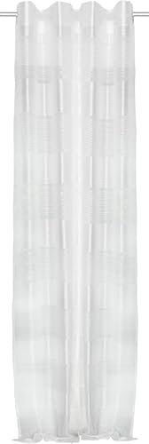 BB-Toy-Trades Cortina confeccionada con cinta fruncida, a rayas, 1 unidad, color blanco, semitransparente, con rayas transversales, ancho x alto: 140 x 245 cm