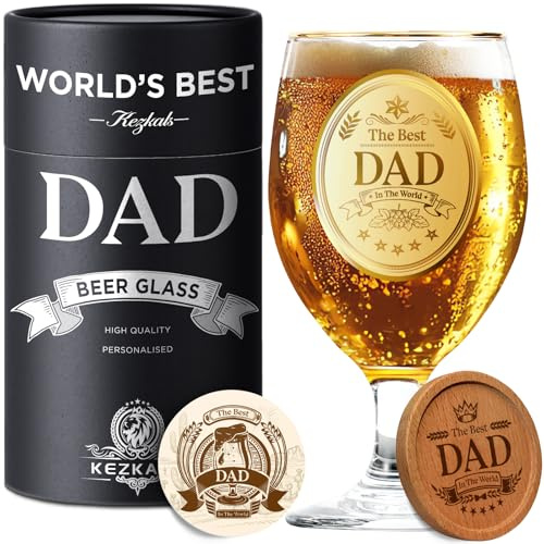 KEZKALS Dad Gifts Beer Glass, Personalized Beer Glass, Dad Gifts Christmas