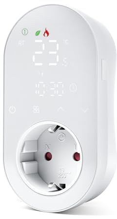 Enchufe Termostato WIFI 220V Controlador de Temperatura Enchufe WIFI Compatible con Smart Life/Alexa/Google Assistant y Calefacción/Refrigeración para Incubadora Invernadero Reptil, Acuario,Calentador