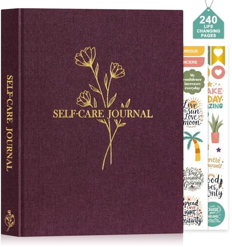 Lanpn Journal de Soins Personnel pour Femme, Journal Guidé de Gratitude & Pleine Conscience en 5 Minutes, Carnet d'amour de Soi, 91 Jours la Réflexion & Manifestation Santé Mentale, Anglais, Violet