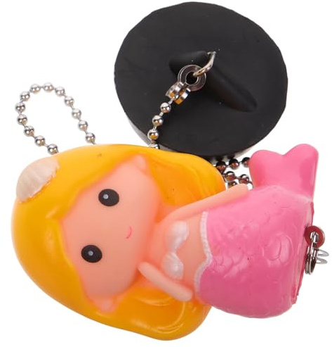 OSALADI Mermaid Bathtub Plug Rubber Drain Stopper Tub Stopper for Bath with Chain Rose Mermaid Design Bathroom Drain Accessory