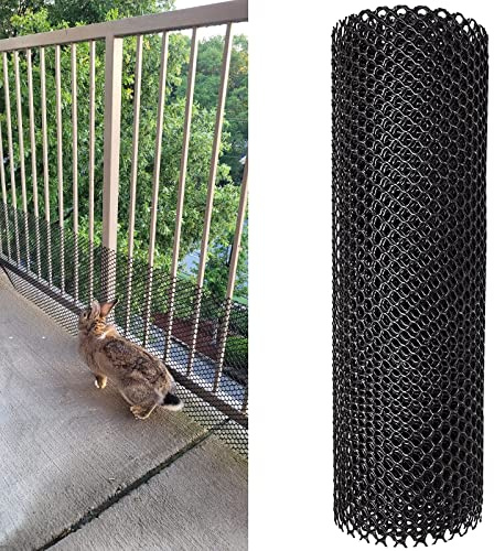 Svart däckskenät för husdjur och fjäderfä – 1,5 x 15 m (4,9 x 49 fot) säker barriär för kaniner katter, hundar, ankor – hållbart trädgårdsstaketnät med buntband för skydd