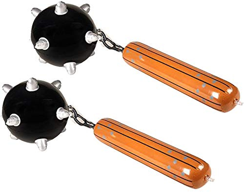 ArtCreativity Mace Inflates, Set of 2, Inflatable Mace Toys for Kids, Renaissance Party Decorations, Spikey Ball and Chain Inflate, Swimming Pool Toys, Halloween Knight Costume Accessories, 31 Inches