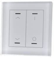 KNX Botón de Cristal II Luz 2 veces, RGBW, con sensor de temperatura, Blanco, Persianas, Switch.
