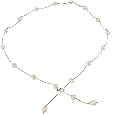 Aotiwe Collana per il corpo con fianchi, pancia da donna, sexy, a strati singoli, con catena, in lega di metallo, con perla, lega di metallo, Perla