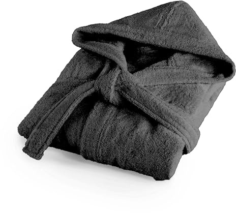 Bassetti Morbido Accappatoio 400 gr con Cappuccio 100% Cotone Uomo Donna Spugna Taglie Forti - ITALY Designed - Collezione MONIQUE - Nuovo (ARDESIA E6 - XL)