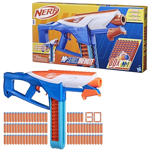 NERF N Series Infinite-Launcher, 80 N1-Darts, nur kompatibel mit N-Series-Launchern, schnelles Aufladen für 40 Darts, ab 8 Jahren