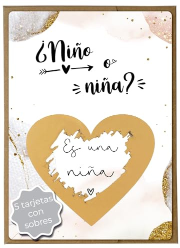 Joli Coon 5 Tarjetas de rascar Es una niña con sobre - Revelacion sexo bebe - Niño o Niña