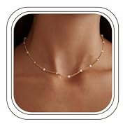 LOLIAS Collar Perlas Mujer Oro 14K Plata Collares Gargantillas Cadena Oro Collares de Perlas Choker Dorado Gargantilla Mujer Regalos de Joyería