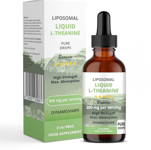 LIPOSOMAL Liquid L-Theanine Drops for Stress Relief, Relaxation, Focus Without Drowsiness with MAX Absorption, 350mg per Serving