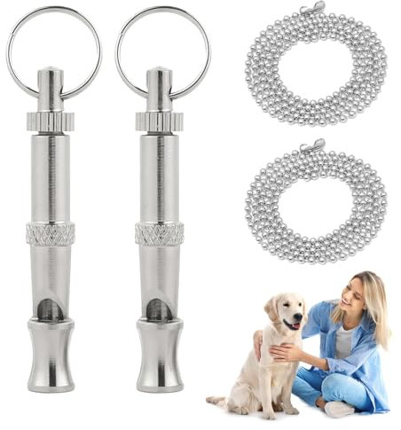 Hundepfeife RüCkruf, Hundepfeife Hochfrequenz Lautlos, Hochfrequenz aus Metall, Verstellbare Frequenz für RüCkruf und Training, Langlebige, Erziehungshilfen für Hunde