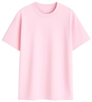 Chemise Oversize 185 g/m² 100% Coton Peigné Homme Femme Manches Courtes, rose pastel, S (grand)