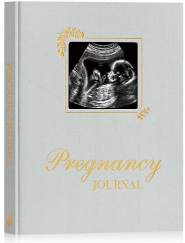 Lanpn Graviditetsdagbok Vecka för Vecka, Gravidbok 9 Månader, Graviditetsagenda för Kommande Mamma, Album Minnen från Födseln Foton Ultraljud Baby, Present Gravida 156 Sidor, Engelska, Grå