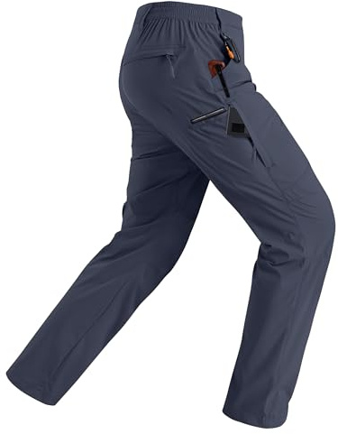 Rapoo Wanderhose Herren Outdoor Cargohose für Herren Atmungsaktiv Nylon Trekkinghose Quick-Drying Winddicht Stretch Lightweight mit 6 Taschen KühlesGrau 36Wx34L