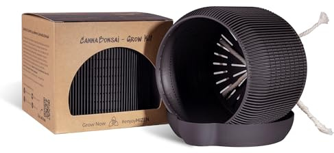 HIZEN Bonsai Grow Kit – Bonsai Anzuchtset inkl. selbstbewässernder Topf, Anzuchterde, Langzeitdünger + Pflanzendraht, Indoor Grow Set (Schwarz)