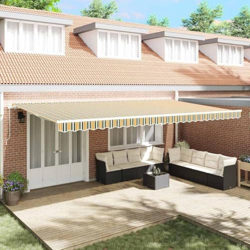 Generico Tenda Retrattile Rigato Verde e Giallo 600 × 300 cm,Casa e Giardino,Prato e Giardino,Vita all'aperto,Tende da sole-3331685