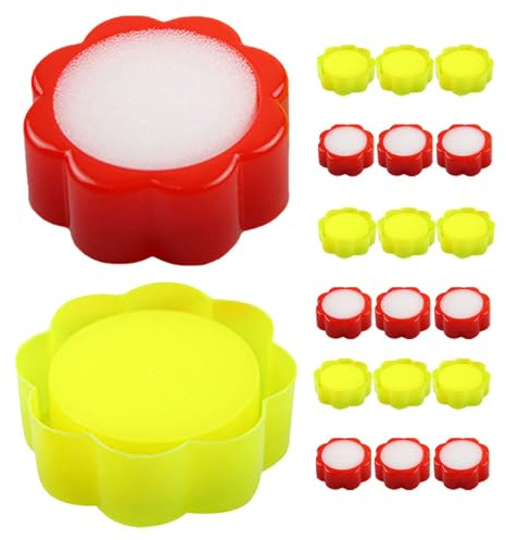WEKAMOS 24 Esponjas Humedecedoras de Dedos para Oficina, Forma Floral Ergonómica, Esponja Absorbente de Colores Rojo y Amarillo, Juego de 24 Unidades para Contar Dinero y