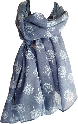 Mulberry Tree Print Scarf Womens Lightweight Fashion Large Wrap (Denim Blue)