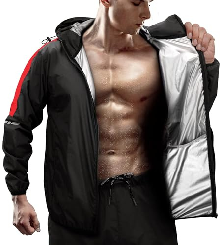 RDX Sauna Suit,REACH OEKO TEX 100 CERTIFIED, Full Body Sweat Heat Suit with Hood, Silver Back Long Sleeves, Men Women Adults Kids, Boxing MMA Slimming Gym Fitness Running Jacket, Home Gym Workouts