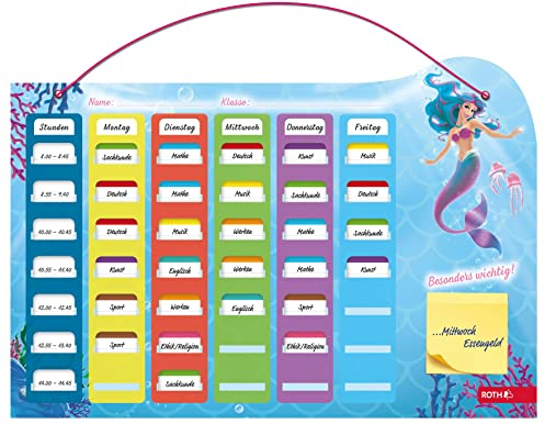ROTH Klipp&Klar Stundenplan Steck Fix - Meerjungfrau, A3 - ideal für Mädchen in der Grundschule, Meerjungfrau - Mermaid