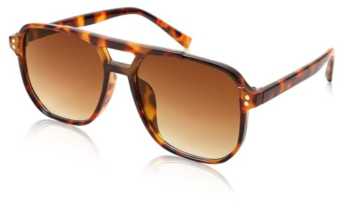 FEISEDY Retro 70s Gafas de Sol Cuadradas Mujer Hombre Vintage Gafas Clásicas con Doble Puente Protección UV400 B2835