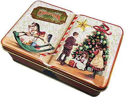 stylebox Liten nostalgisk rektangulär julgranslåda, julkaksdekoration, ca 14,5 x 9 x 5 cm, kapacitet: 670 ml