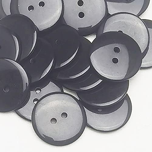 Libiline 100pcs 9/10(23mm) Resin Button Solid Color 2Holes Craft Clothes Sewing Cards Making Sweater Shirt (9/10(23mm), Black)