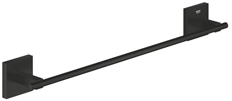 GROHE Start Cube Barre Porte-Serviettes 450 mm, Fixations Cachées, Métal, A Coller avec GROHE QuickGlue ou à Visser, Noir Mat, 409872430