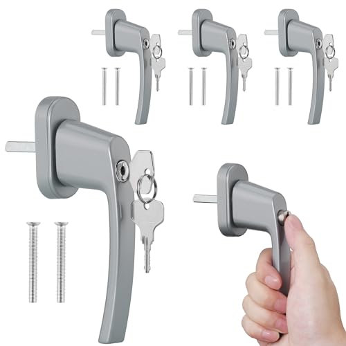 kwmobile 4x Poignee porte bloque fenetre - 4x Poignée avec verrou longueur tige 35 mm avec serrure aluminium et clé - Bloc fenetre securite enfant avec clé pour déverrouiller